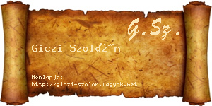 Giczi Szolón névjegykártya
